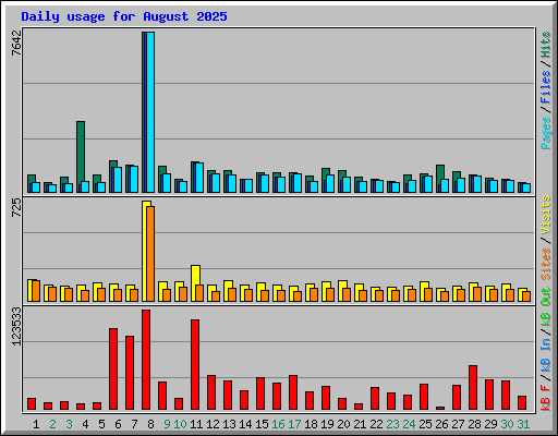 Daily usage for August 2025